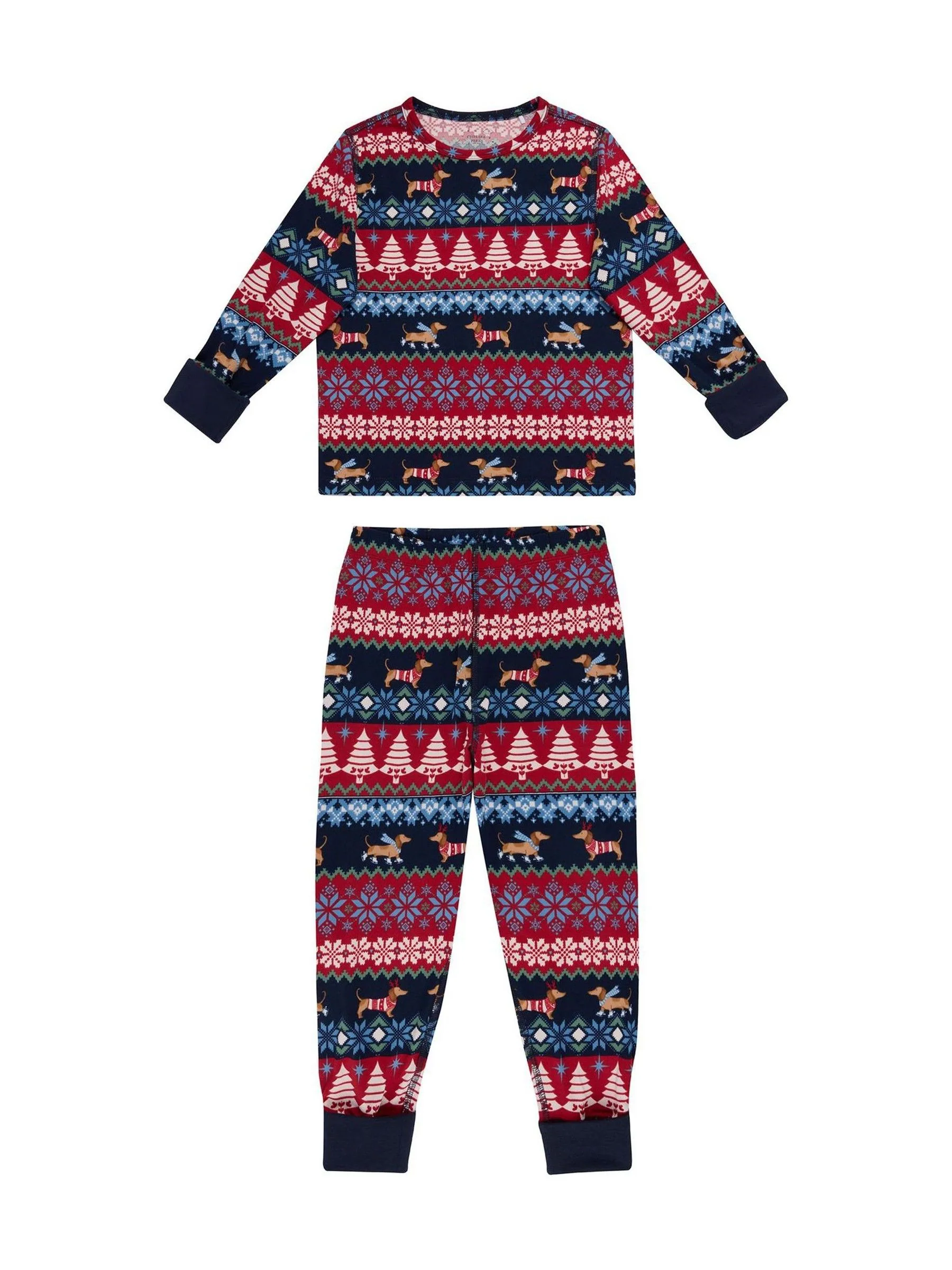 Chelsea Peers Christmas Dog Fair Isle Print Long Pyjamas Set