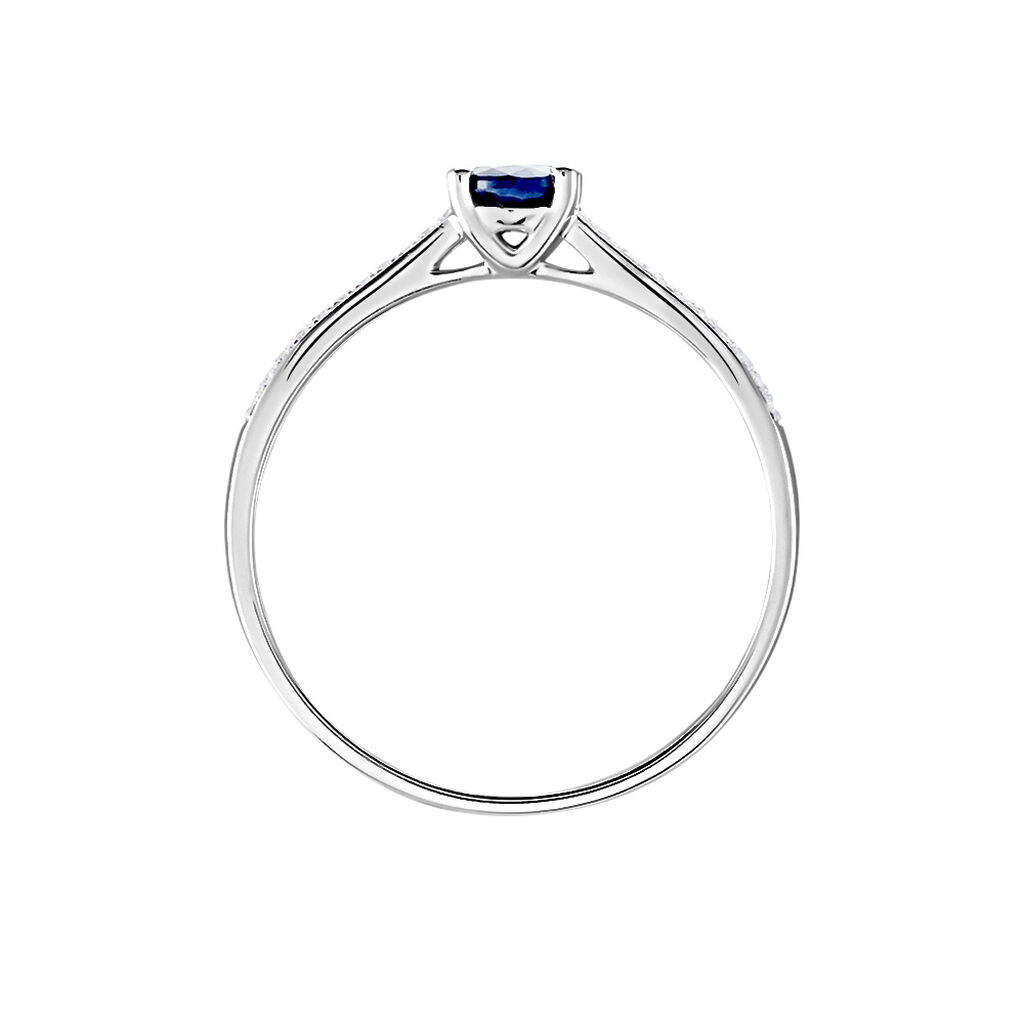 Bague Solitaire Or Blanc Crista Saphir Diamants
