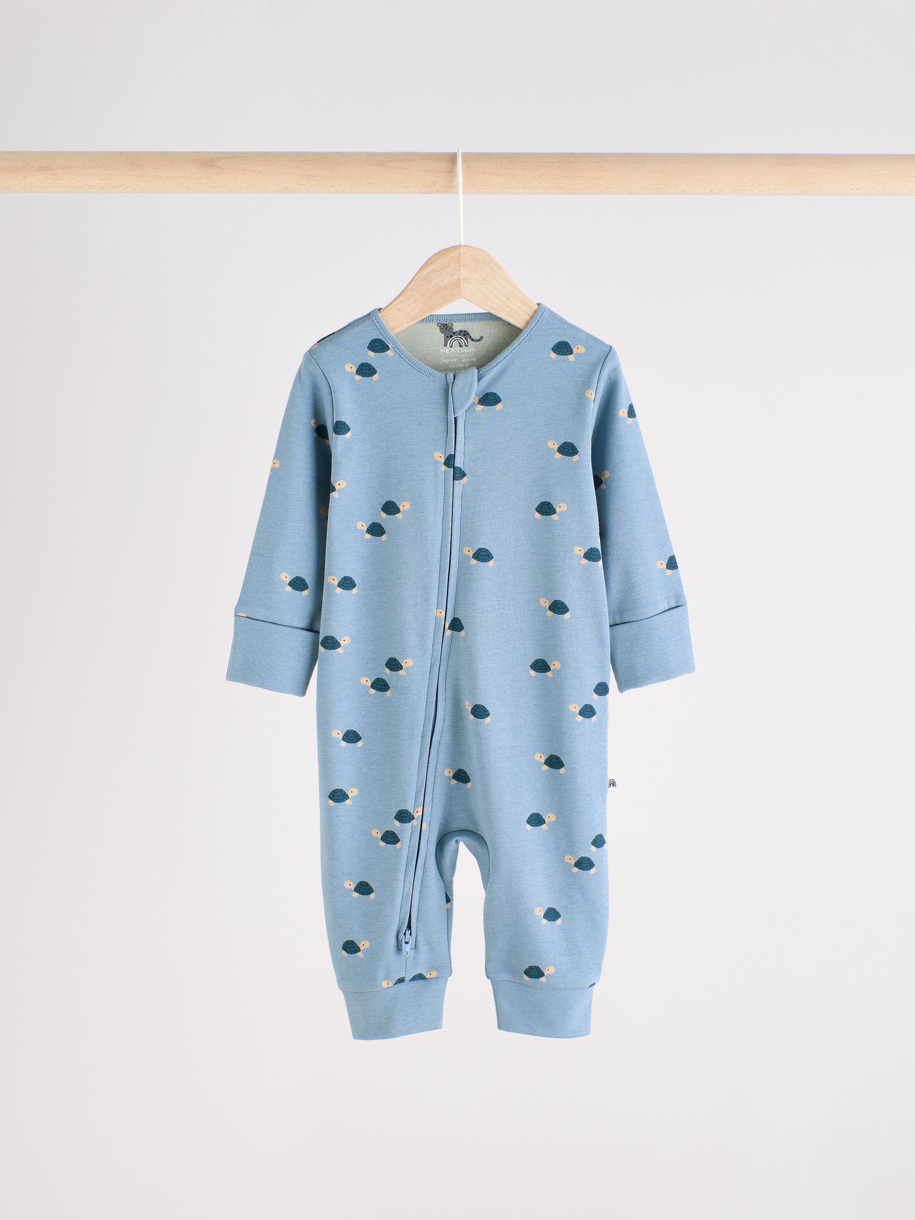 Blauwgroen - Verpakking van 3 baby-pyjama's met rits en print (0mnd -3jr)