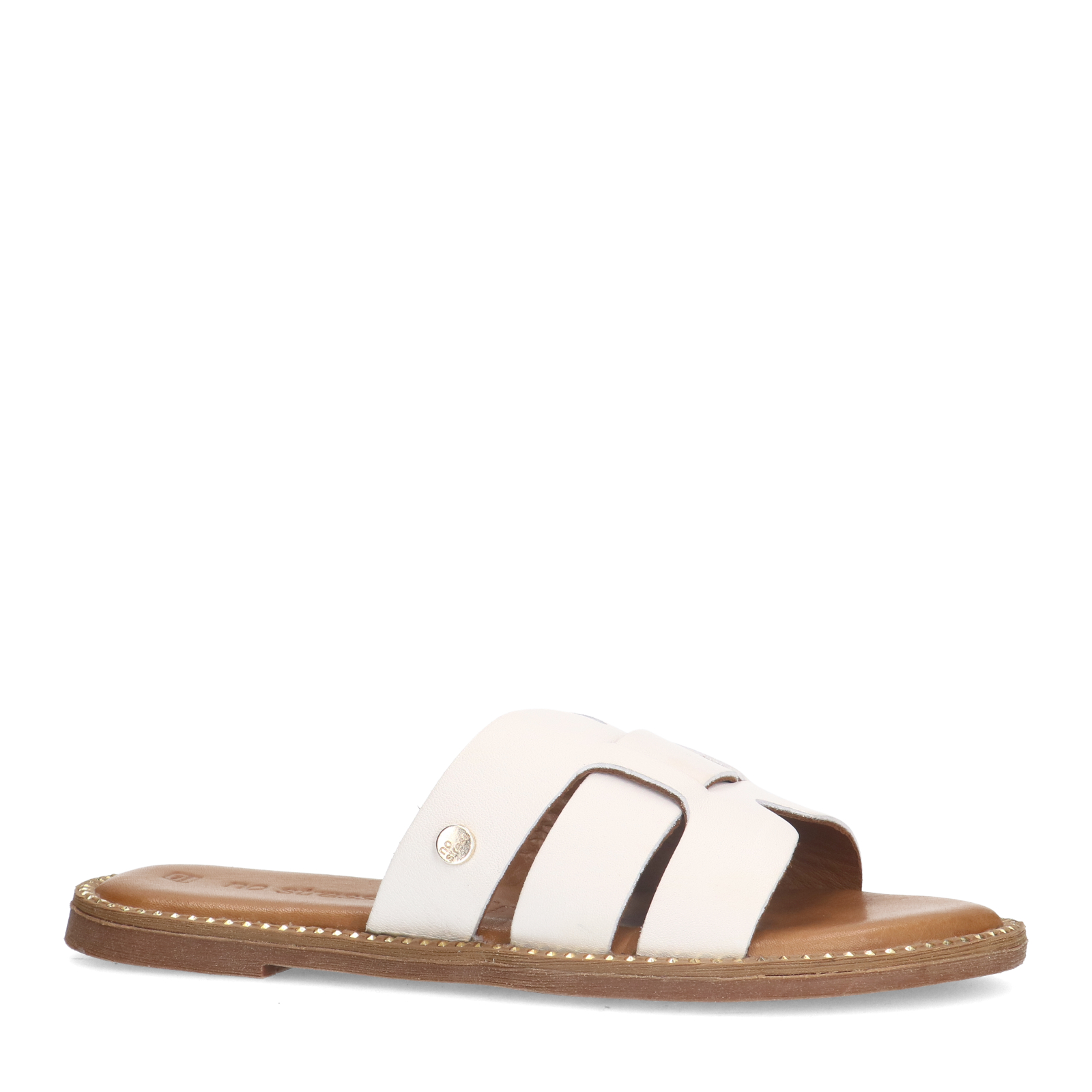 Witte leren slippers
