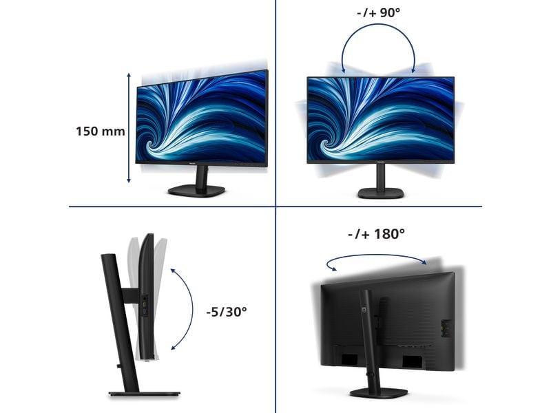 Philips Monitor 27B2N3500J/00 27″-QHD-Business-Monitor mit 120 Hz Refresh-Rate