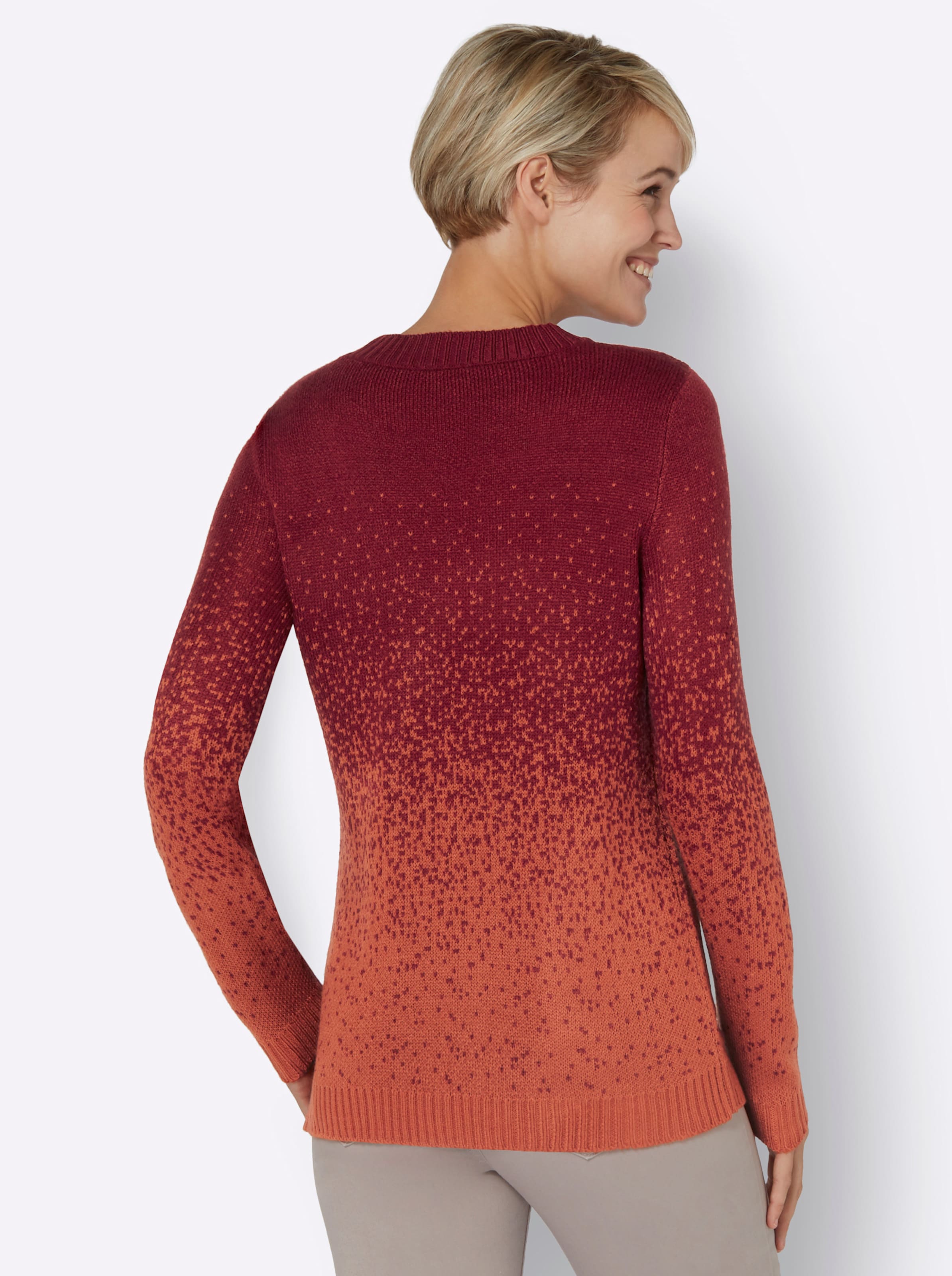 Jacquardpullover in dunkelrot-gemustert