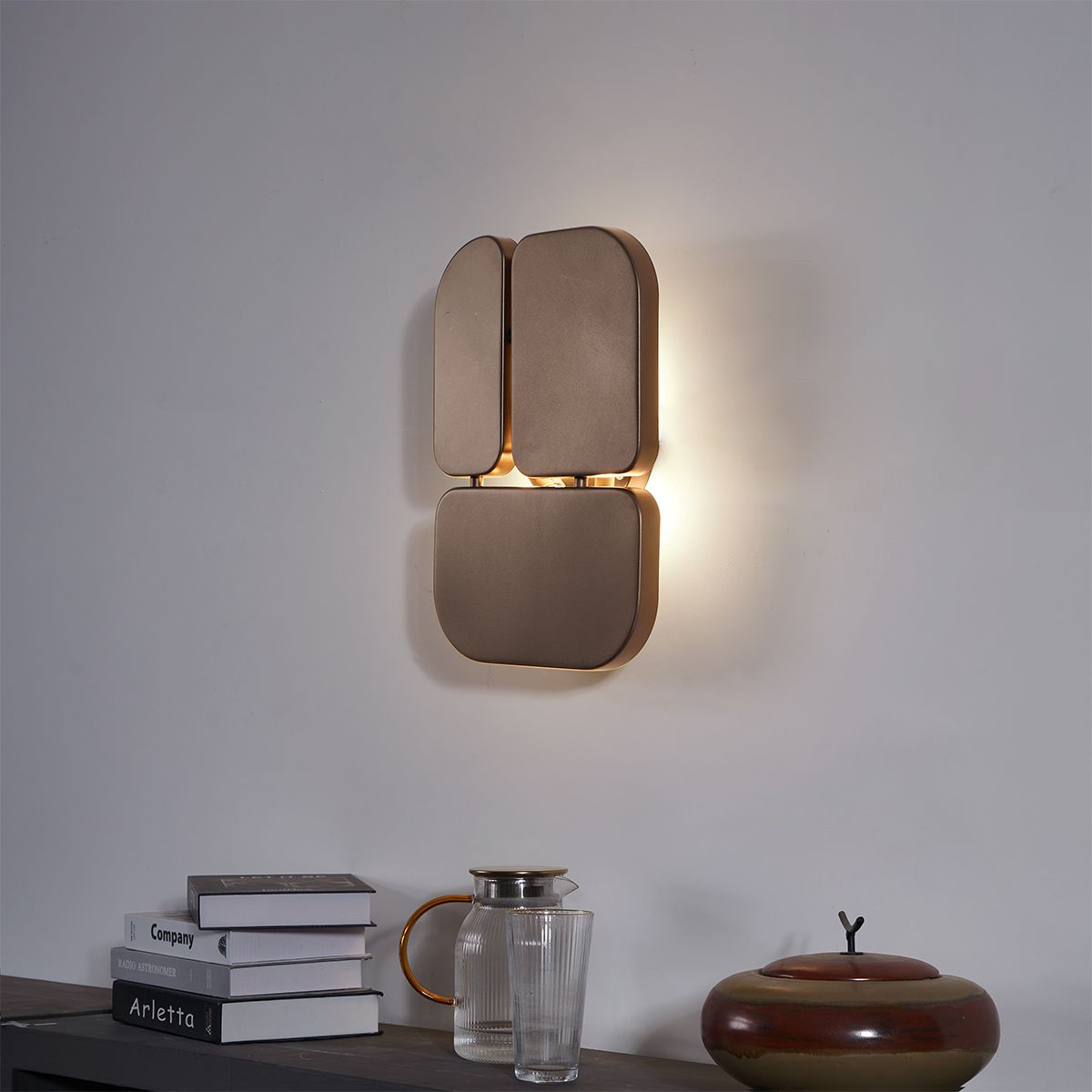 Design wandlamp brons 3-lichts - Planes