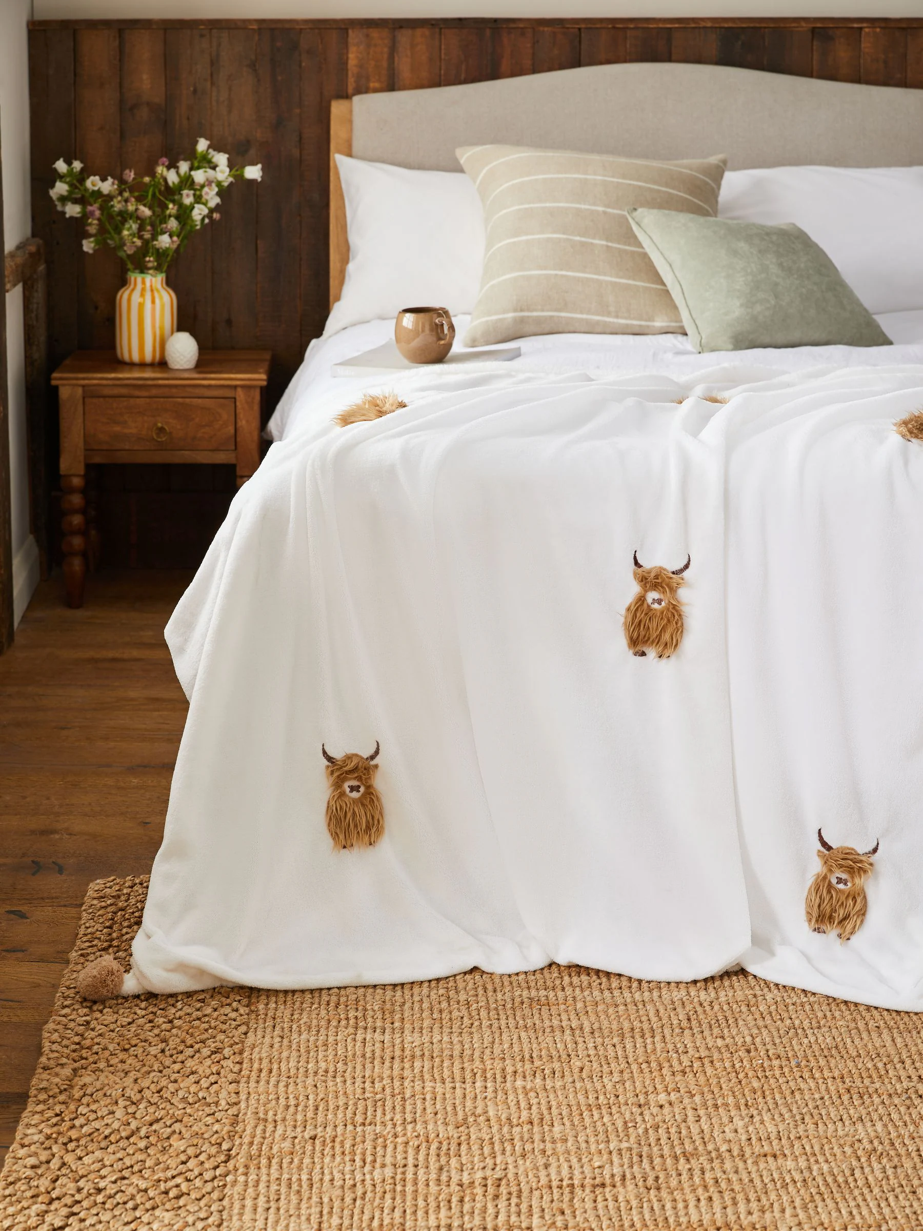 Hamish The Highland Cow fleece sprei met applicatie