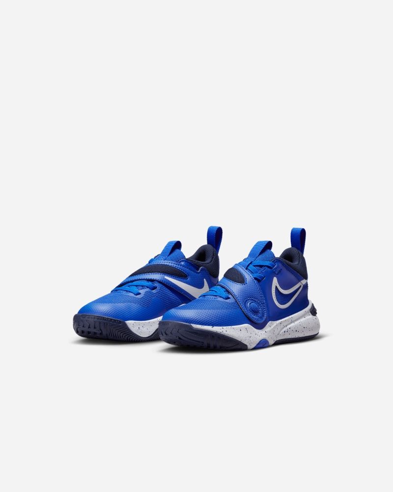 Chaussures de basket Nike Team Hustle D 11 Bleu Royal & Blanc pour enfant