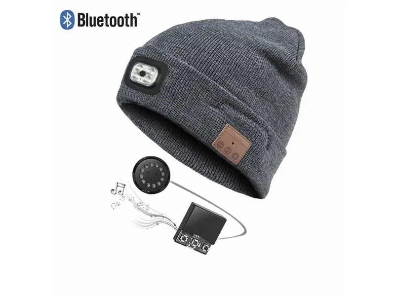 Blue Electric LED Beanie - Med bluetooth-headset., leveres Inkl. sikkerhedsvest