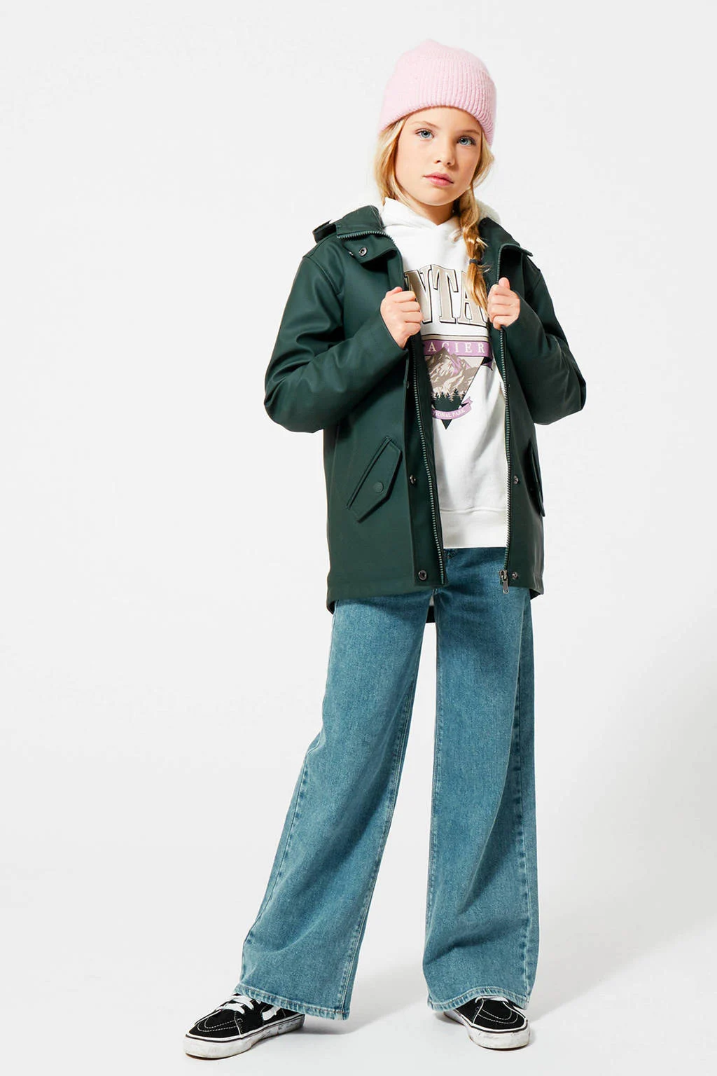 America Today unisex regenjas Janice Teddy JR donkergroen