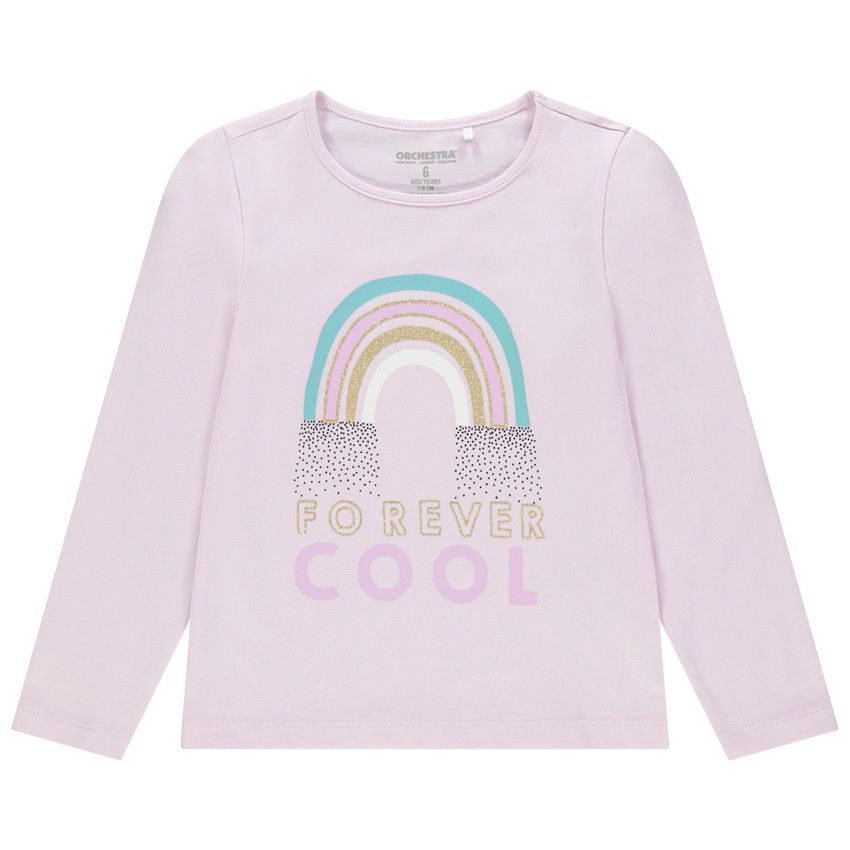 T-shirt manches longues en coton pour fille à print fantaisie - Lilas