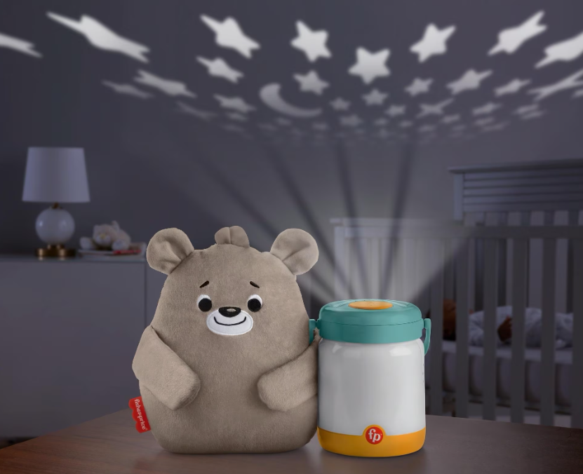 Baby LED Nachtlicht Kinder Glühwürmchen Bett Licht Bär Plüschtier mit Musik / Geräuschen inkl. AA Batterien (GRR00) - Bärchenbaby