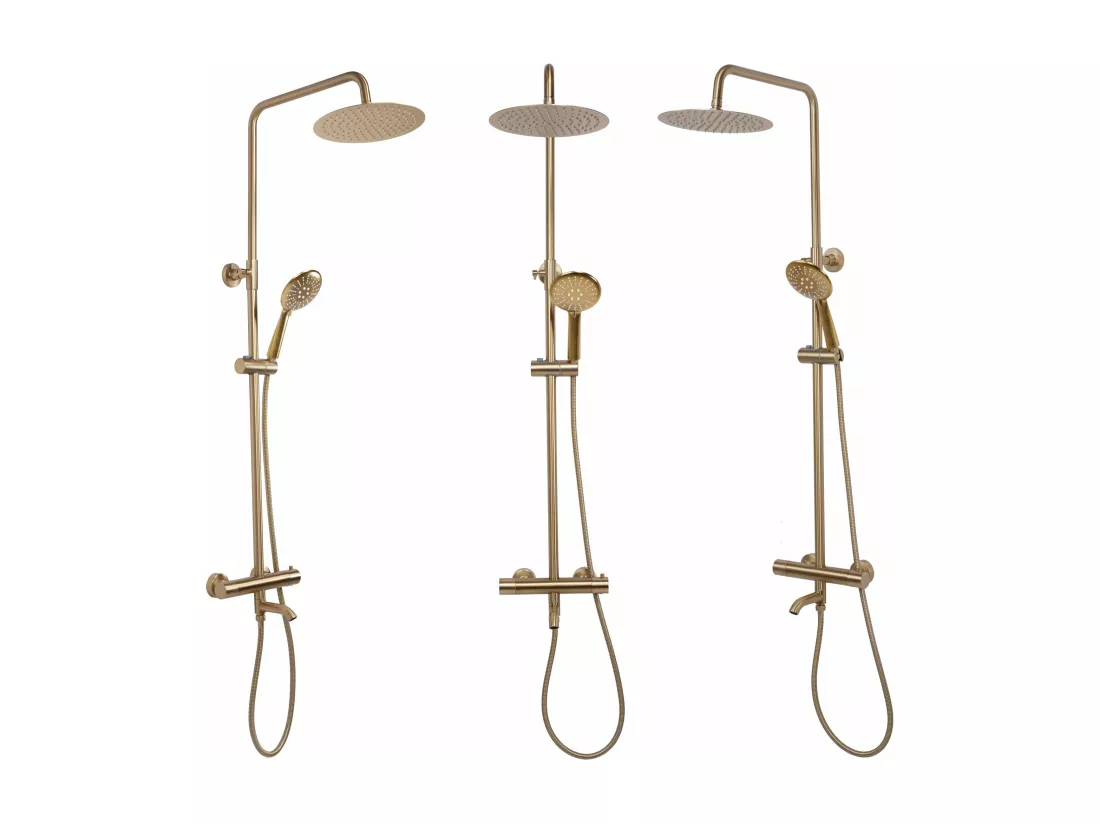 Kit De Douche Avec Thermostat Rea Lungo Termostat Brush Gold