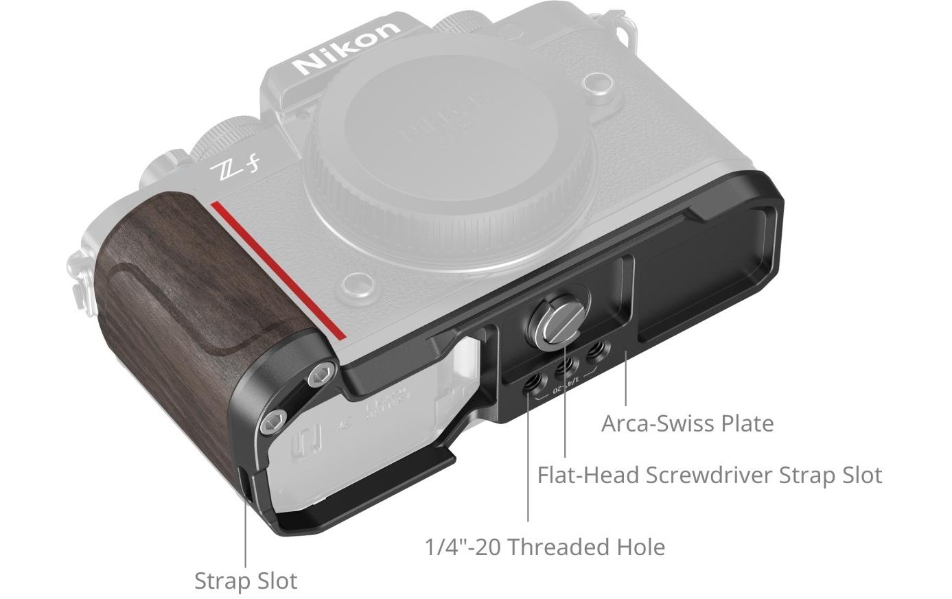 L-Winkel Mount Plate with Wooden HandleErgonomische Halterung mit Holzgriff für Z f-Serie