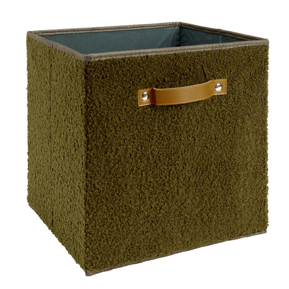 Panière carrée pliable Box Cube tissu bouclette vert 31x29xH31cm