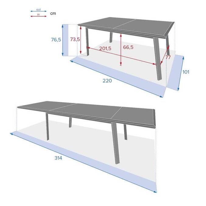 Table de jardin extensible PAVANE Graphite