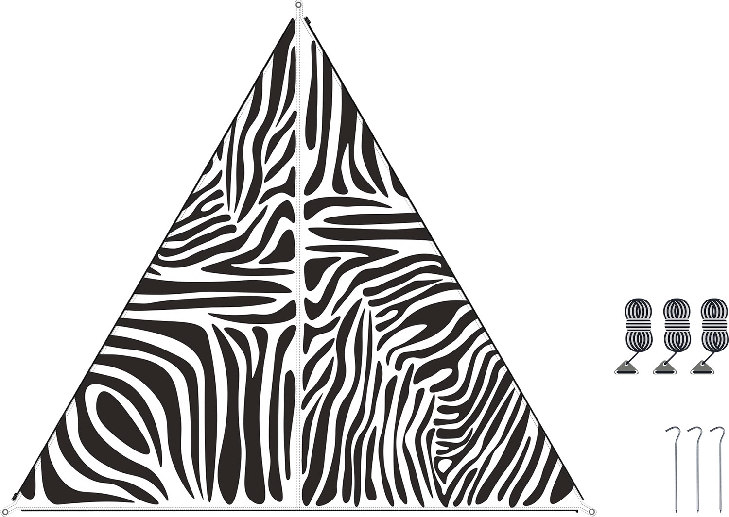 Bent TC- Zip-Canvas Single Verbindbares Sonnensegel  250 x 250 x 250 cm Zebra Design