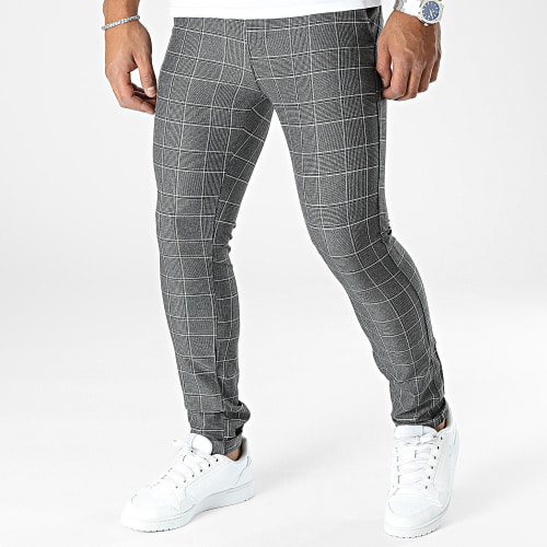 Pantalon A Carreaux Gris