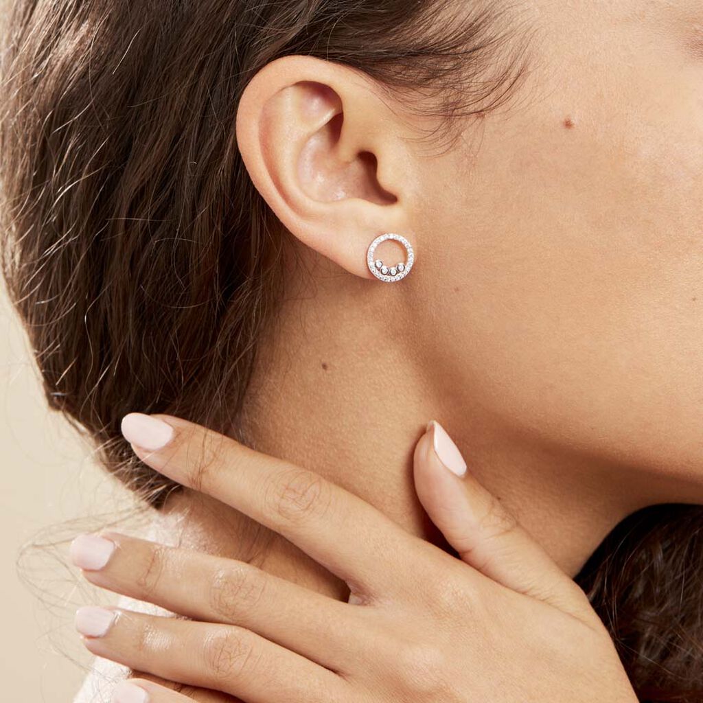 Boucles D'oreilles Puces Argent Blanc Ursine Oxydes De Zirconium