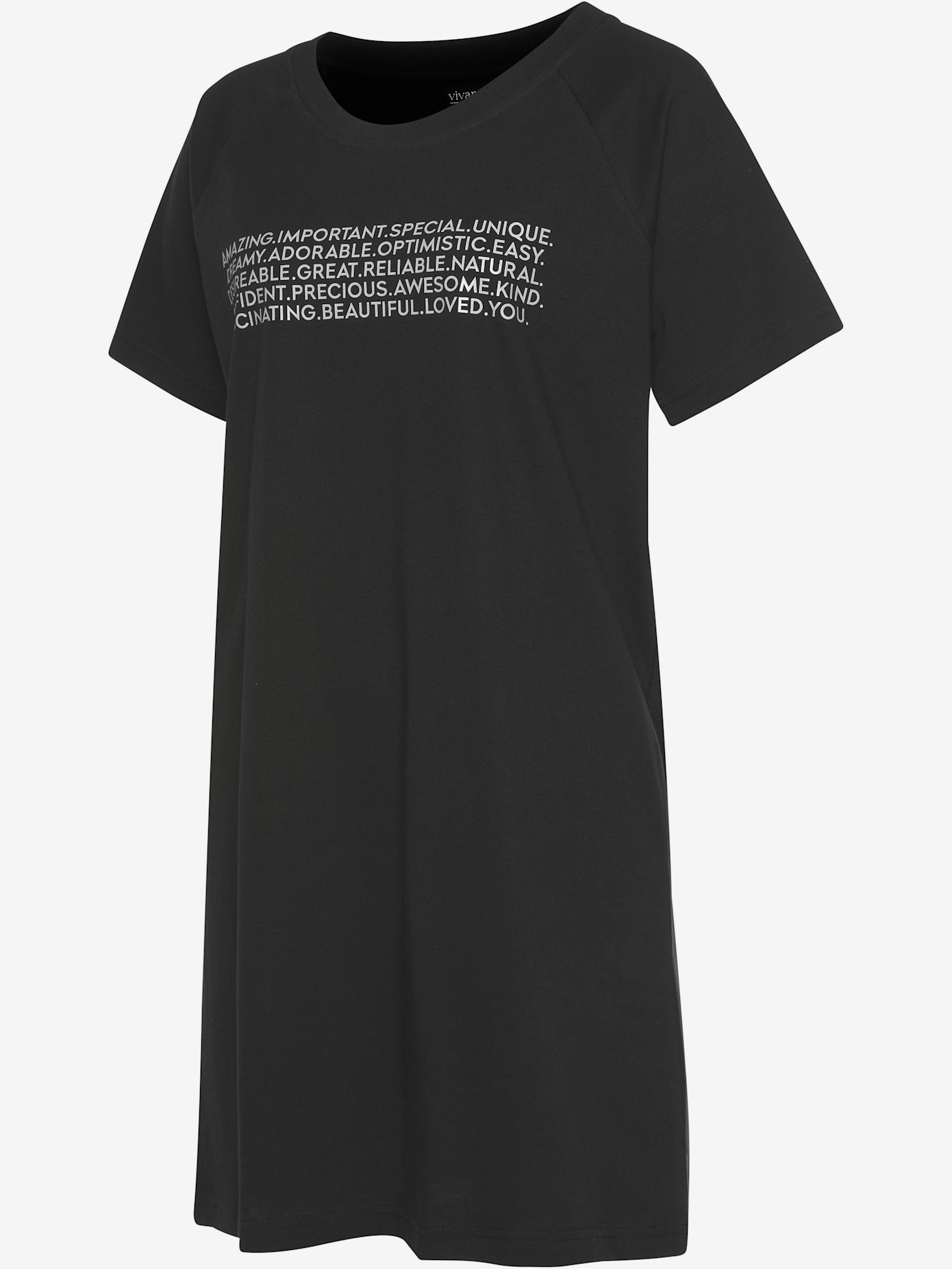 T-shirt de nuit chemise de nuit courte avec imprimé texte devant