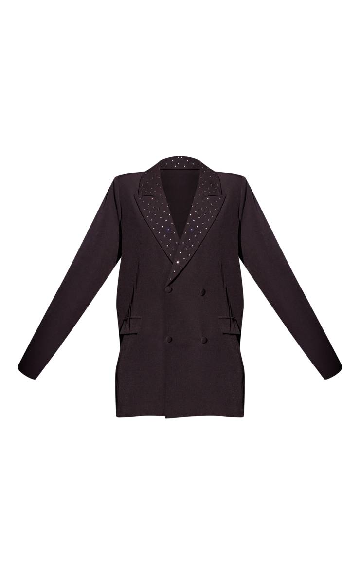 Noir Robe Blazer Oversize Avec Détails Diamantés