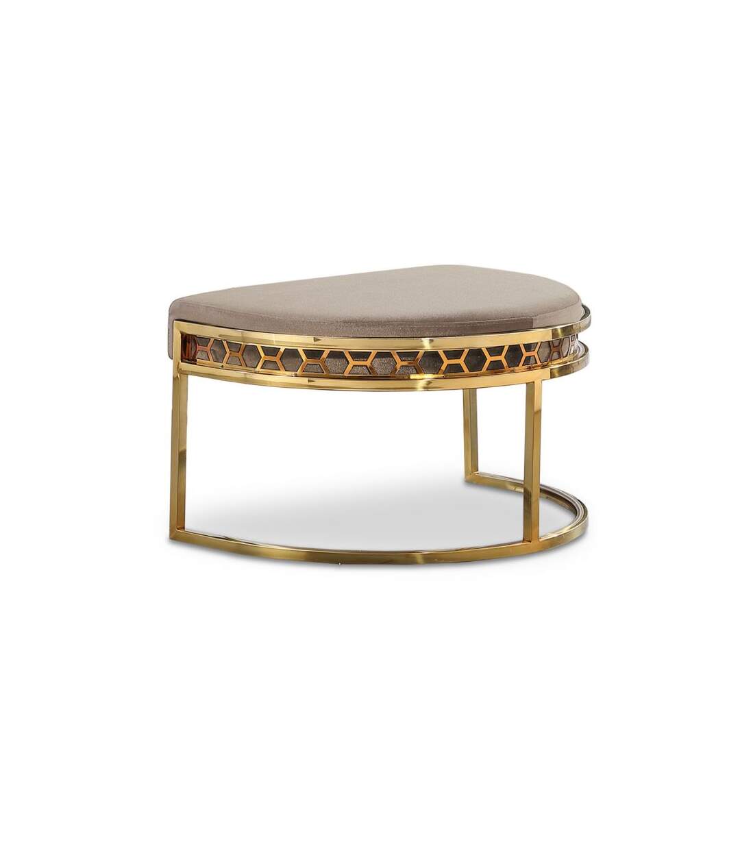 Paris Prix - Pouf Design En Velours honey 75cm Taupe