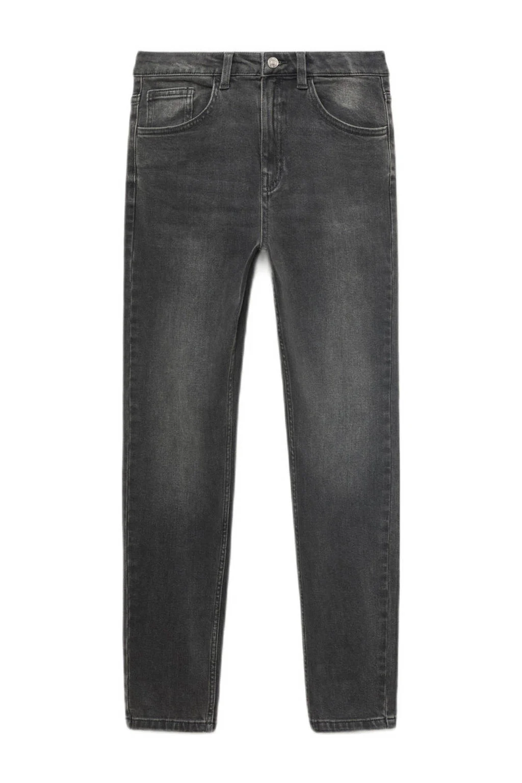 MANGO TEEN waist straight leg jeans grey denim