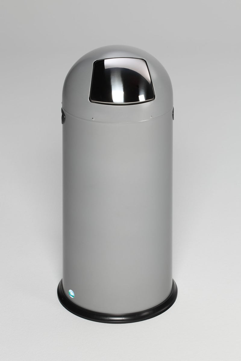 PROREGAL Classic Afvalbak met Klep, Binneninzet 52 Liter, HxBxD 88 x 46,5 x 46,5 cm, Gegalvaniseerd Staal, Zilver