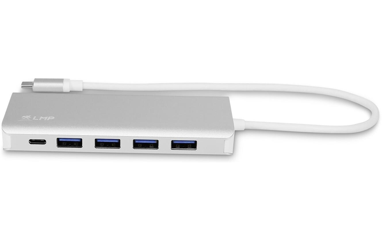 USB-Hub USB Type-C – USB-A 3.0, USB -C SilberUSB-Hub mit 3x USB-C und 4x USB-A Eingängen