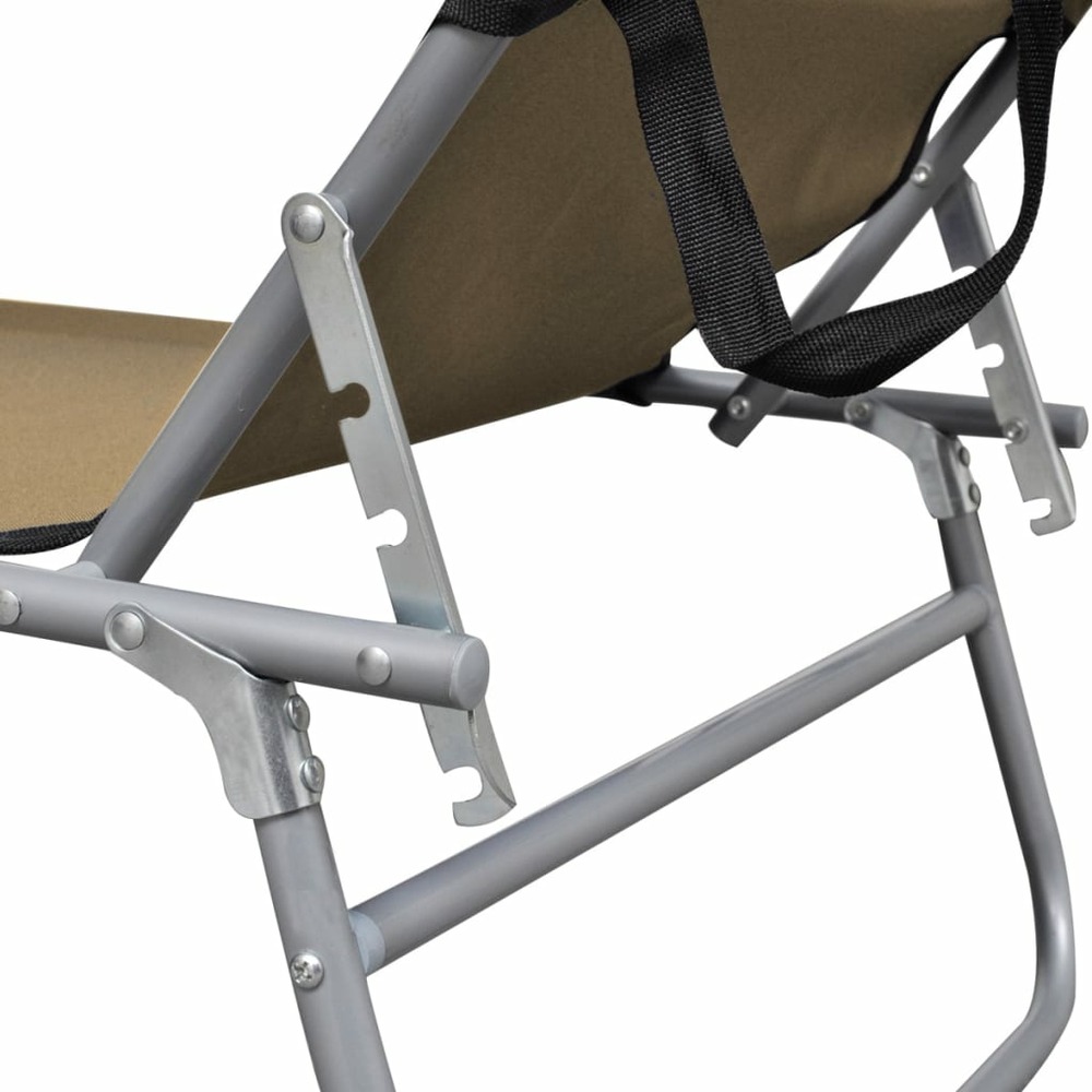 Transat chaise longue bain de soleil lit de jardin terrasse meuble d'extérieur pliable avec auvent acier taupe
