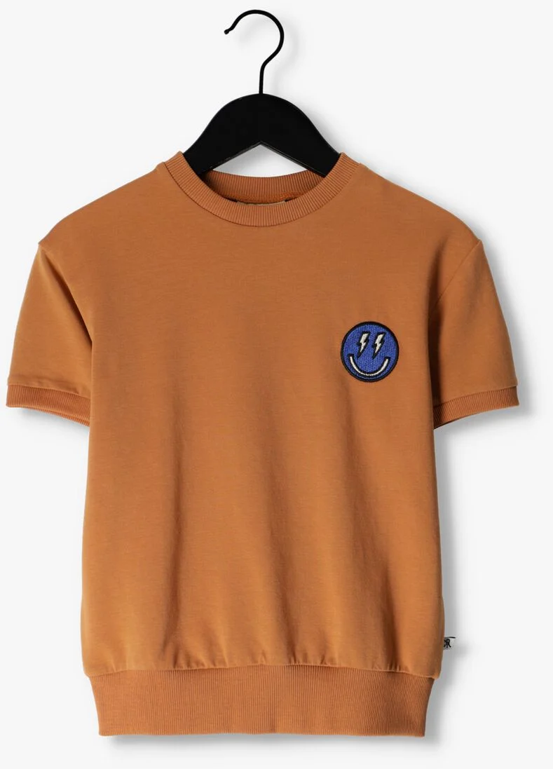 CARLIJNQ cognac carlijnq t-shirt smilies - sweater short sleeve wt embroidery
