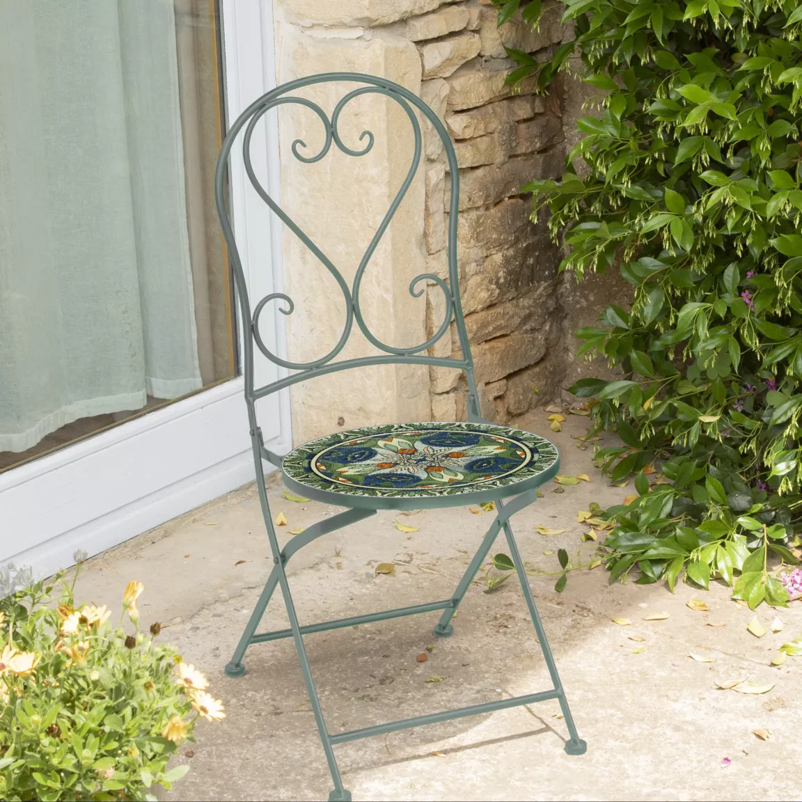 Chaise de bistro pliable Cancùn Vert sauge