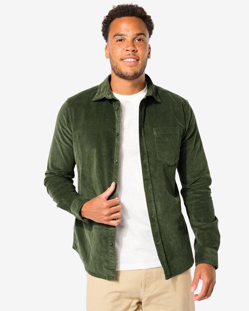 chemise en velours côtelé pour hommes vert