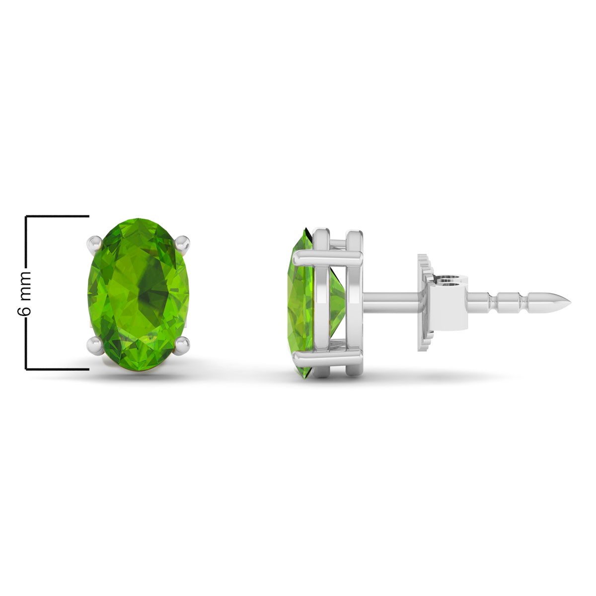 Boucles d'oreilles ADEN Or 585 Blanc et Péridot forme Ovale 1.15grs