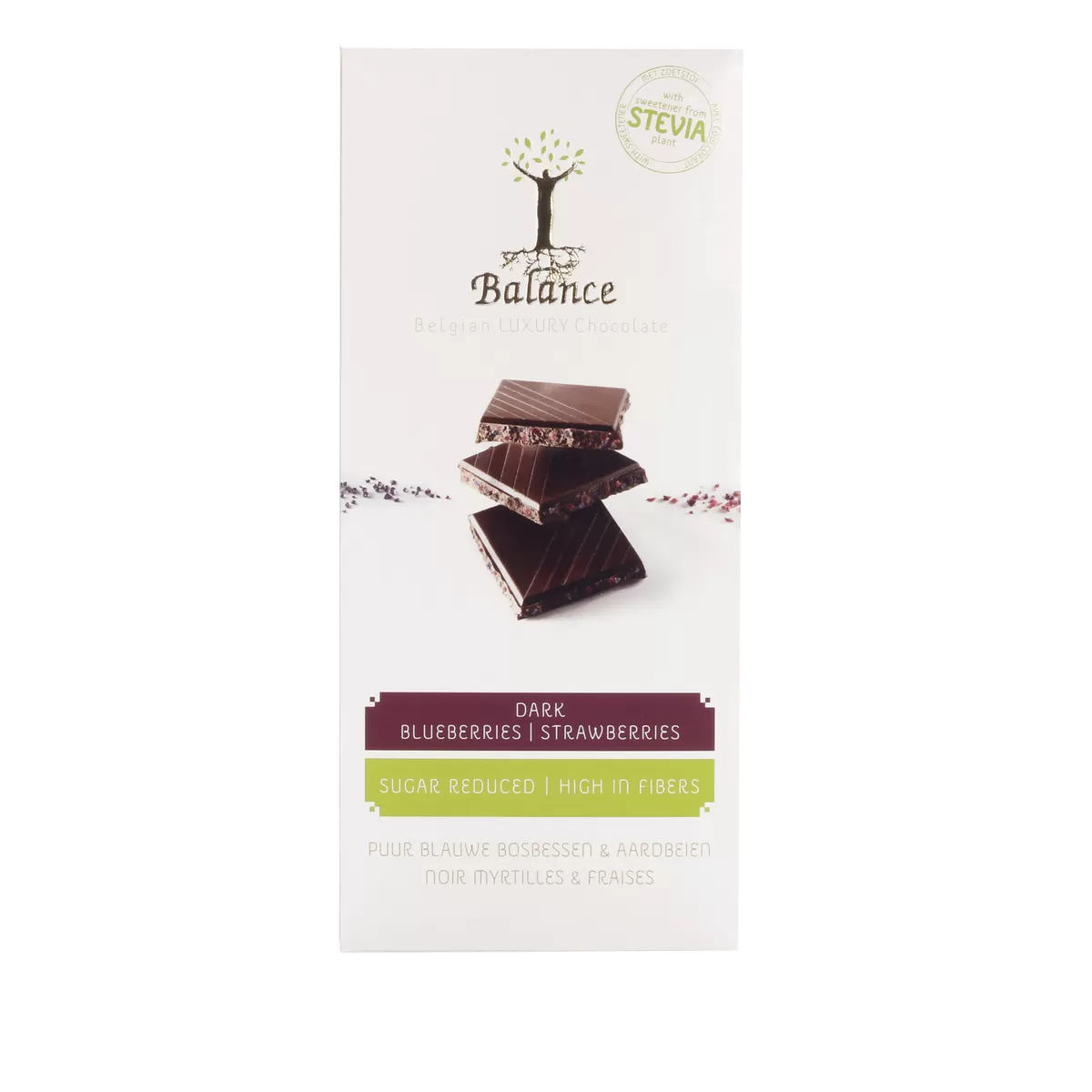 Balance Stevia Chokolade Mørk Blåbær/Jordbær - 85 g