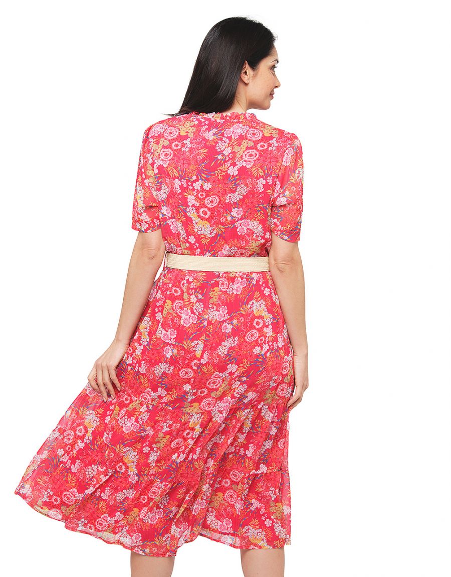 Robe rouge florale