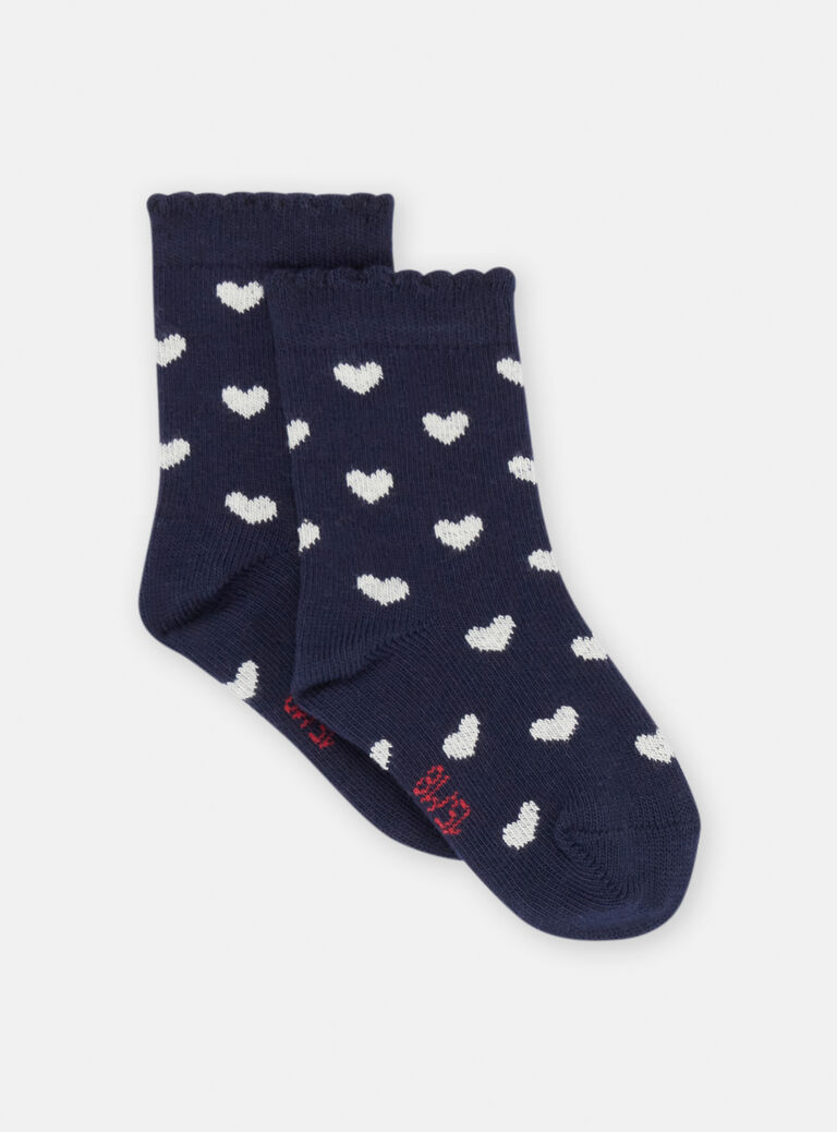 Chaussettes bleu marine à imprimé cœur bébé fille