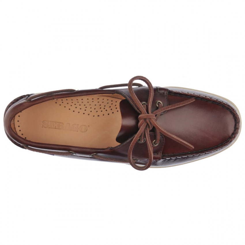 DOCKSIDES PORTLAND VEGTAN HAND TOTAL BRUSHED DARK BROWN-Chaussures bateau pour homme en cuir Portland