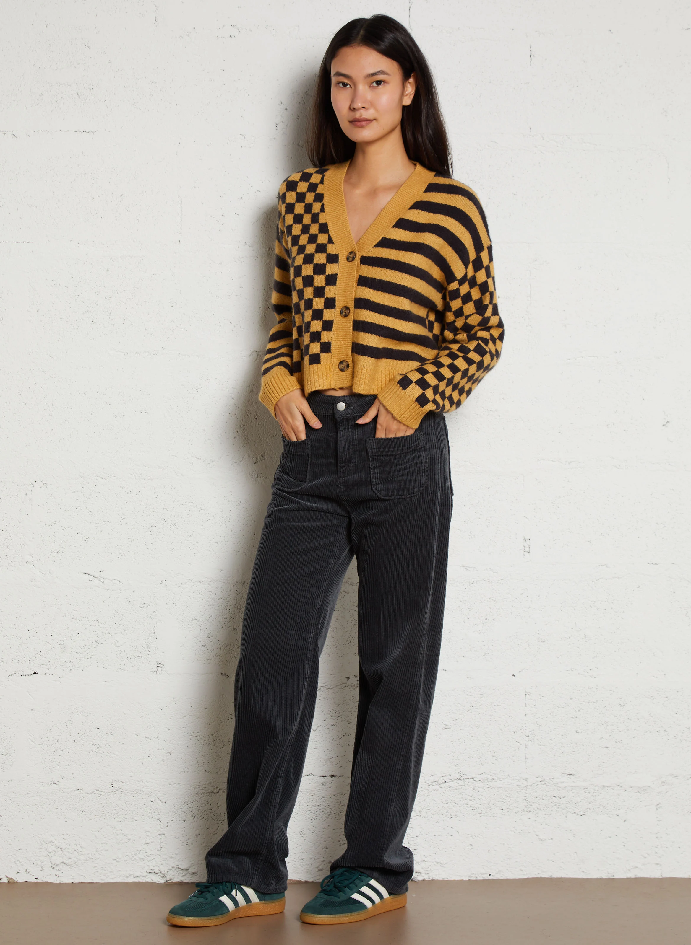MELVIL - Pantalon flare en velours côtelé | Gris