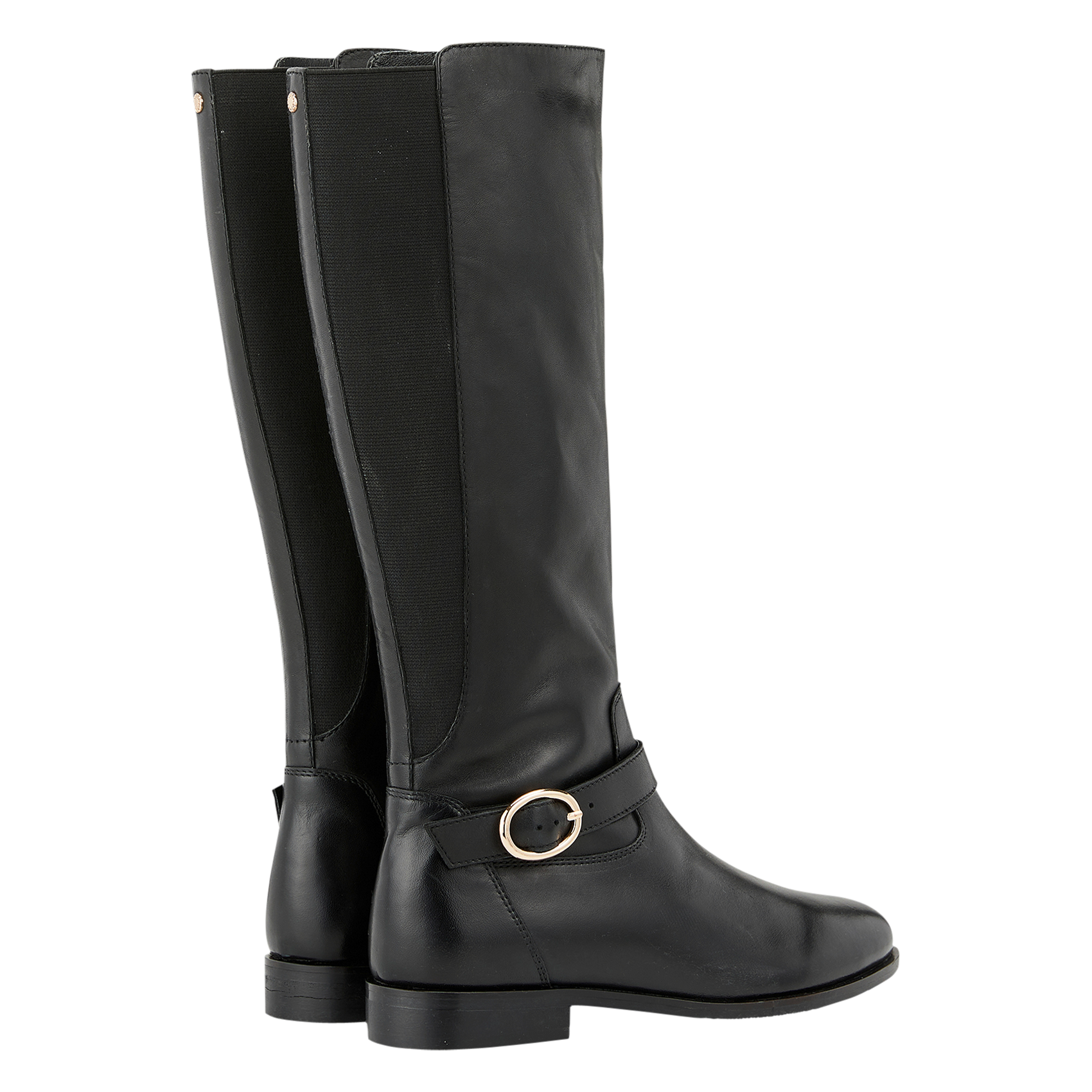 DALILA - Bottes cavalière plates en cuir | Noir
