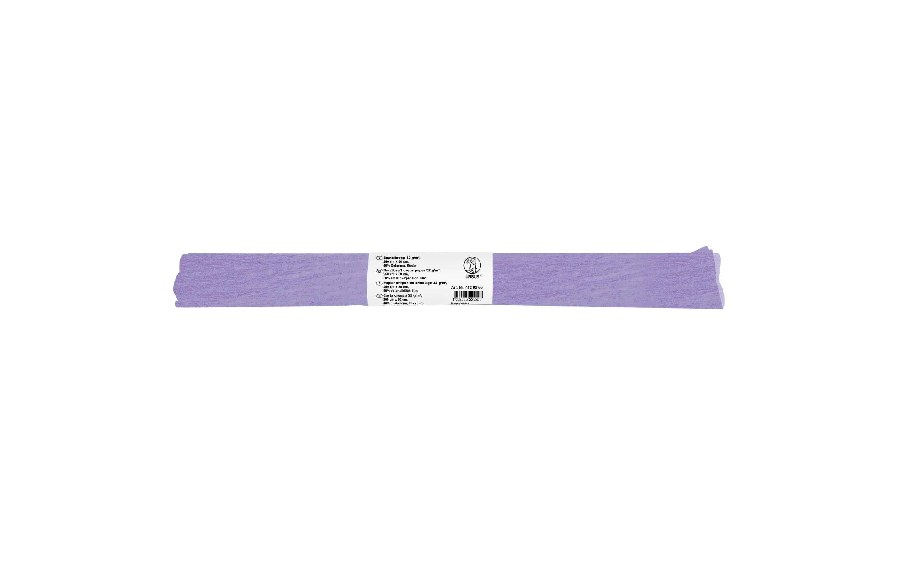 Krepppapier 50 cm x 2.5 m, 32 g/m², FliederBastelkrepp auf der Rolle