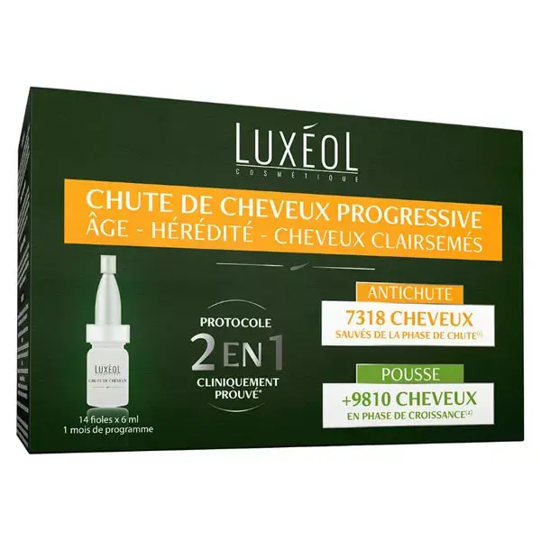 Luxéol Protocolo 2 em 1 para Queda de Cabelo Progressiva 14 x 6ml