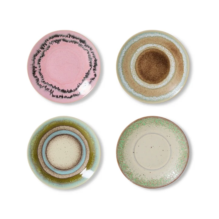 HKliving - 70's Snack- und Saucenteller, Ø 11,5 cm, doodle (4er-Set)