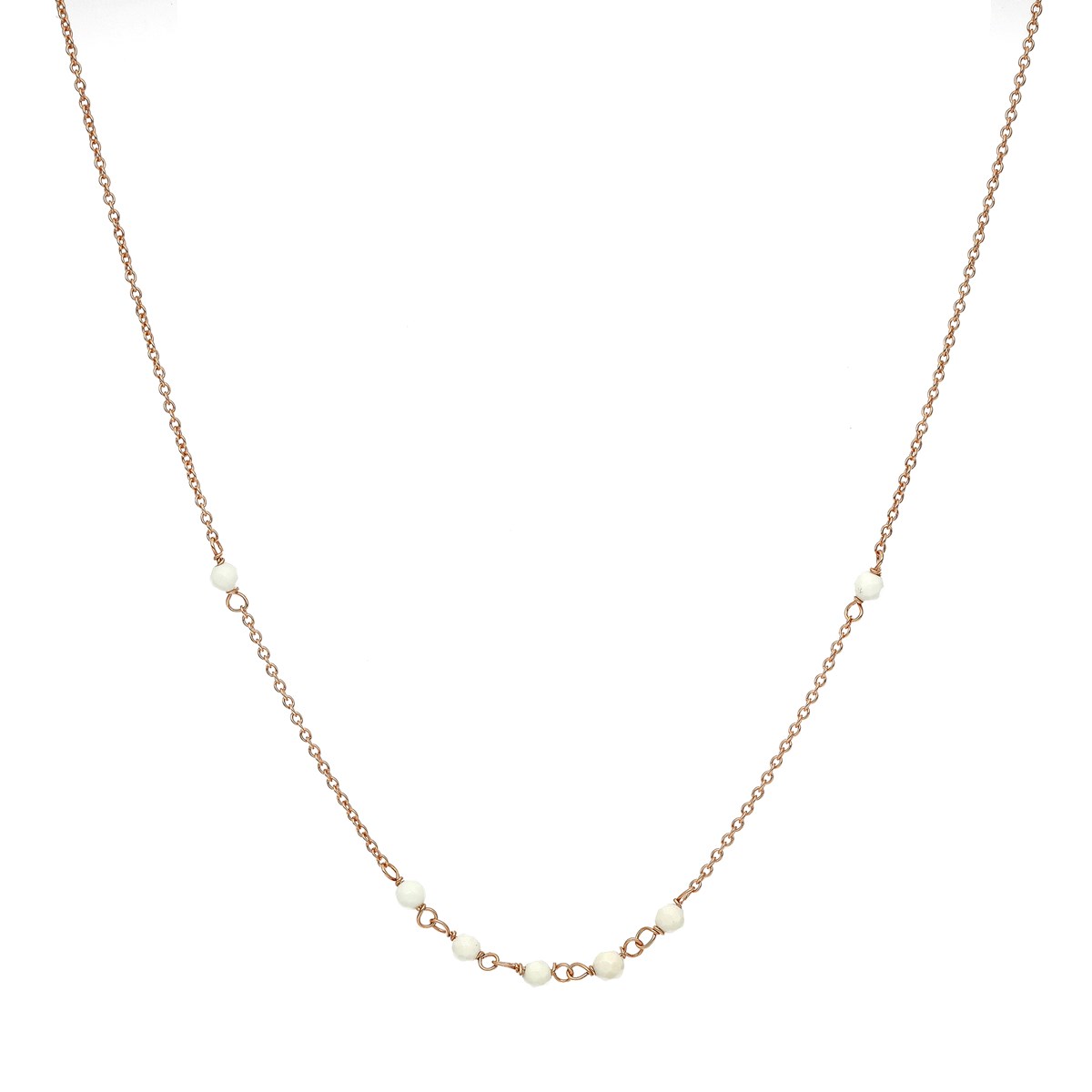 Collier En Argent Rose Et Pierres Blanches