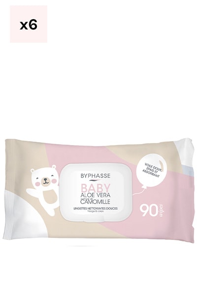 Lingettes nettoyantes bébé - Visage & corps - 6 x 90 unités