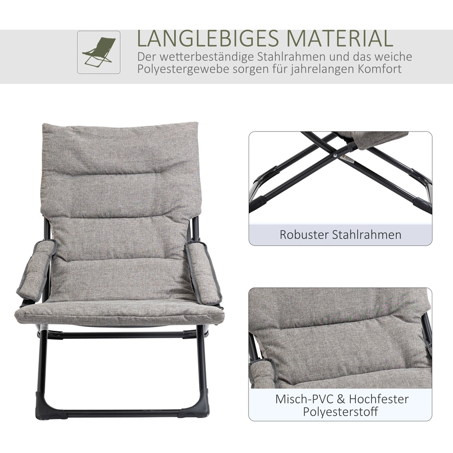 Outsunny Klappstuhl mit Auflage grau