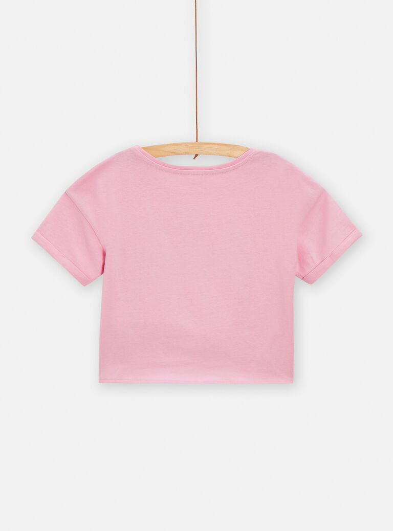 T-shirt rose animation licorne effet miroir pour fille