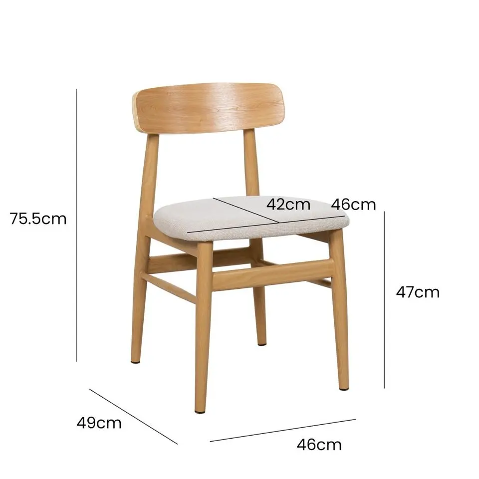 Eetkamerstoel Walnoot Hout - 45x51x76cm - Zithoogte 47cm - Liza - Set van 2