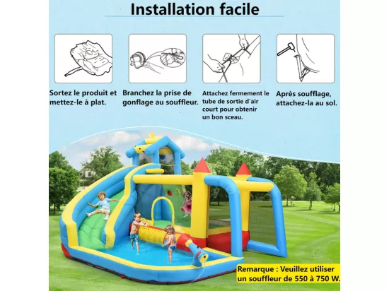 Château gonflable pour les enfants de 3 à 10 ans - avec Souffleur - charge max 135kg - 364x315x239cm