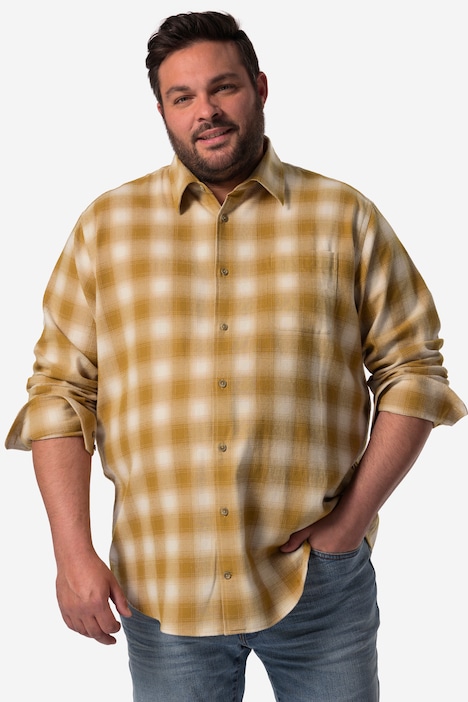 John F. Gee Karo-Flanellhemd, Langarm, Kentkragen, Modern Fit, bis 8 XL
