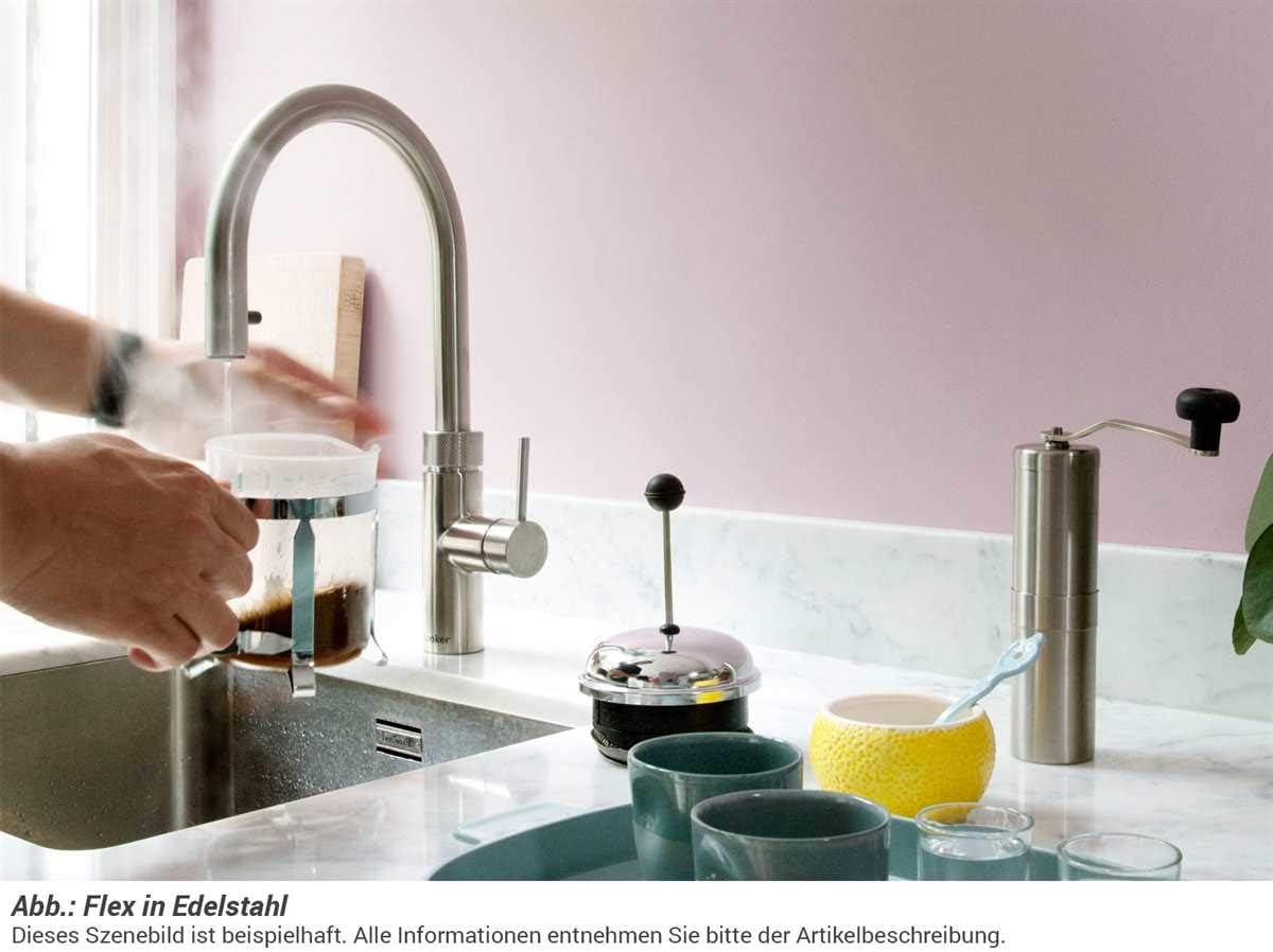 Quooker COMBI+ 2.2 E & CUBE | Flex CHR (verchromt glänzend) Kochend-Wasserhahn