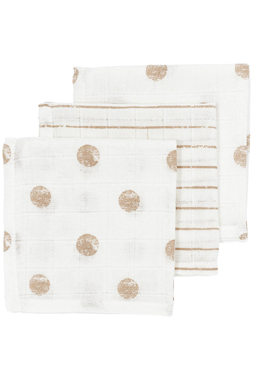 hydrofiele monddoekjes 30x30cm - set van 3 Dot Stripe/Sand