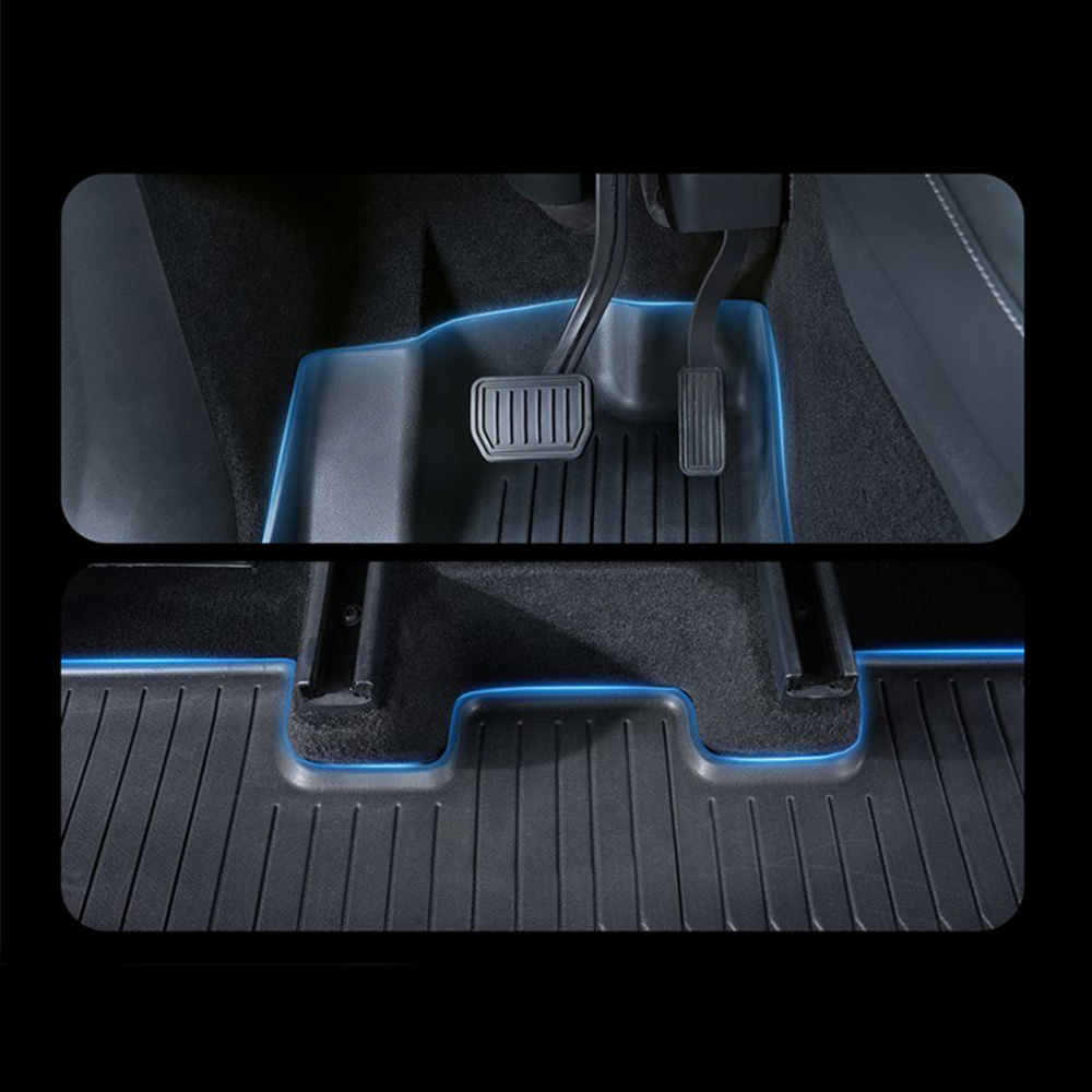 (3-tlg. Set) Tesla Model Y Fussmatte Anti-Rutsch Auto Boden Schutz Teppich - Schwarz